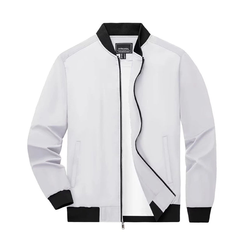 TACVASEN Men's Flight Jacket Lightweight Windproof Full Zip Casual Outdoor Spring Autumn Coat with Ribbed Cuffs