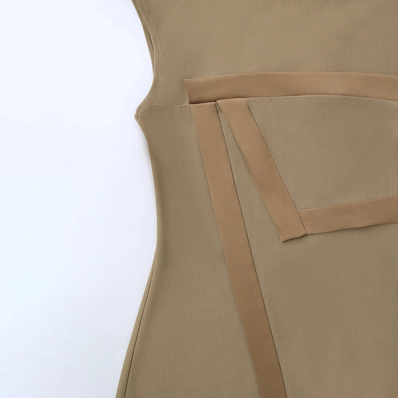 Amii Sleeveless Women's Casual Dresses 2026 Summer New O-Neck Invisible Zipper Slim Office Casual Midi Dress For Women 12652081