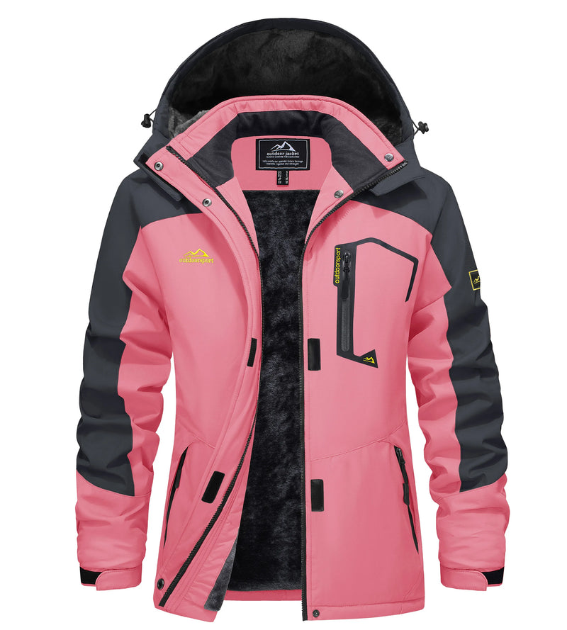 TACVASEN Women Winter Waterproof Ski Parka Jacket Thermal Fleece Windproof Casual Work Jacket Padded Snow Down Coat With Pockets