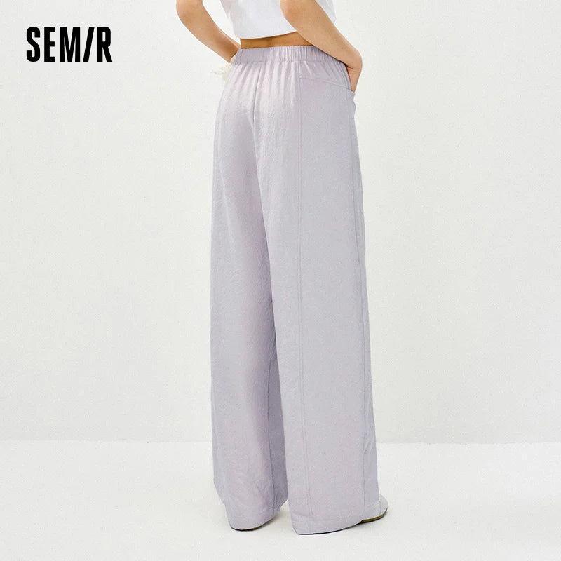 Semir Textured Pants Women 2026 Spring Ruffled Drapey Wide Leg Milk Fleece Pants Casual Elegant Fashion Trousers