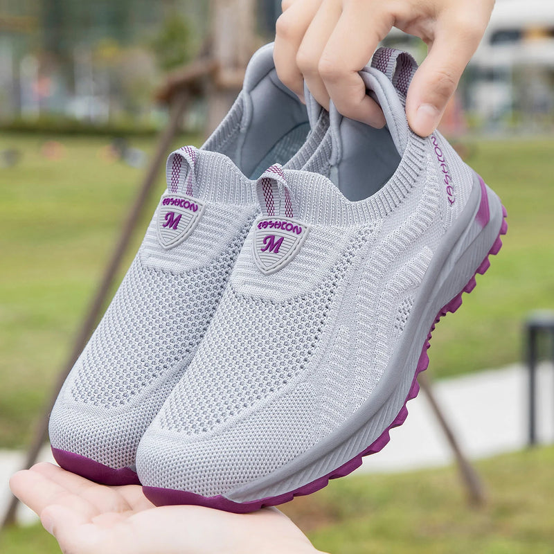 Slip on Walking Shoes for Men Women Breathable Mesh Sneakers Lightweight Non-Slip Casual Athletic Sports Shoes for Elderly