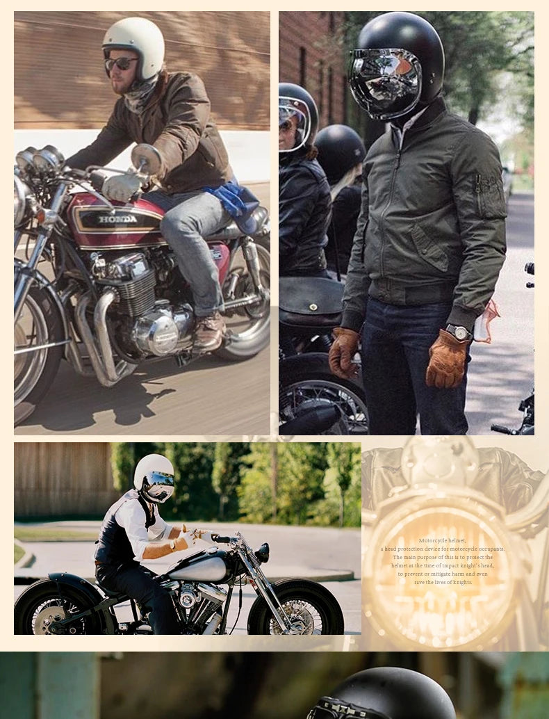 ORZ Retro Fiberglass Open Motorcycle Helmet Original Scooter Riding on 3/4 Jet Casco DOT Approved Motorcycle Capacite