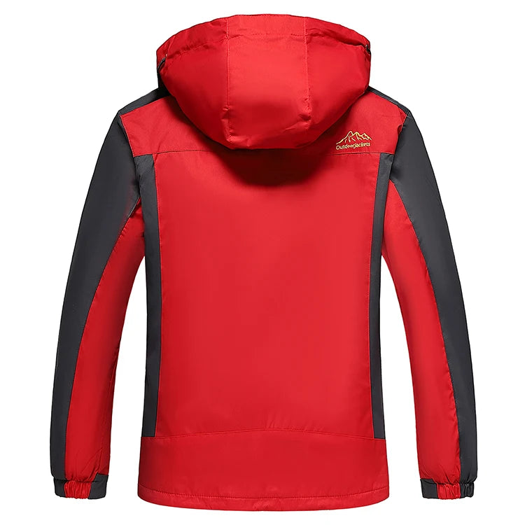 2026 New Outdoor Men's Red & Black Waterproof Windproof Breathable Jacket with Detachable Hood for Hiking Climbing Camping‌