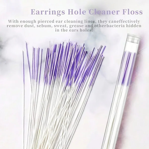 70pcs Unscented Ear Piercing Cleaning Floss,  Ear Tools for Men and Women, Anti-Blocking Ear Piercing Dirt Cleaner Lines