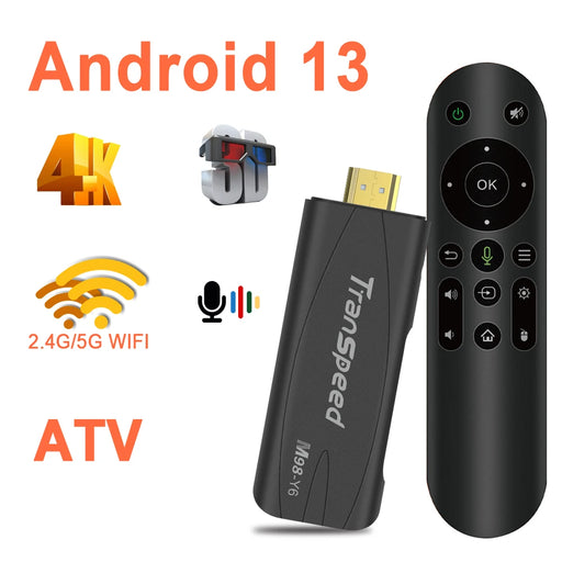 Transpeed Android 13 TV Stick 2.4G&5G ATV With TV App 4K 3D TV Box Voice Assistant Control Media Player TV Receiver Set Top Box