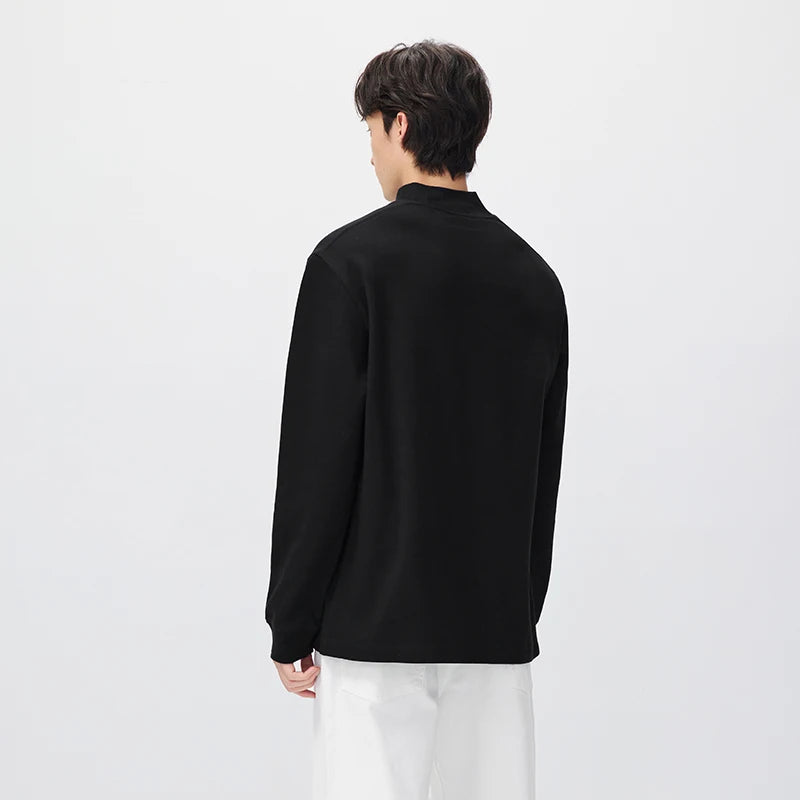 Semir Men Knit Tshirt Solid Color Mock Neck Versatile Loose Fit 2026 New Winter Daily Wear Urban Casual Style Everyday Wardrobe
