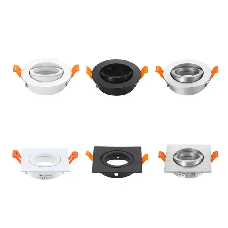 ចង្កៀងពិដានទំនើប JOYINLED ធ្វើពីអាលុយមីញ៉ូម LED រាងជ្រុង ស៊ុមកាត់ចេញ 65mm GU10 MR16 ចង្កៀងពិដាន LED