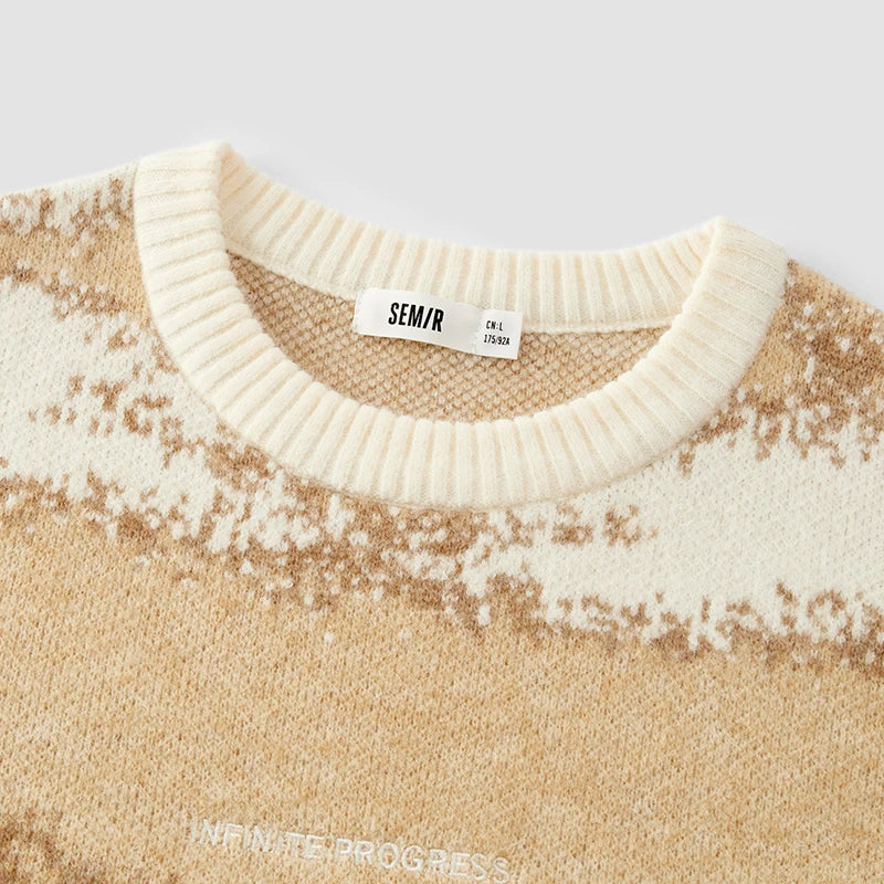 Semir Men Knit Sweater Letter Embroidery Loose Fit Crew Neck Traditional Style 2026 New Winter Daily Wear Urban Casual Style