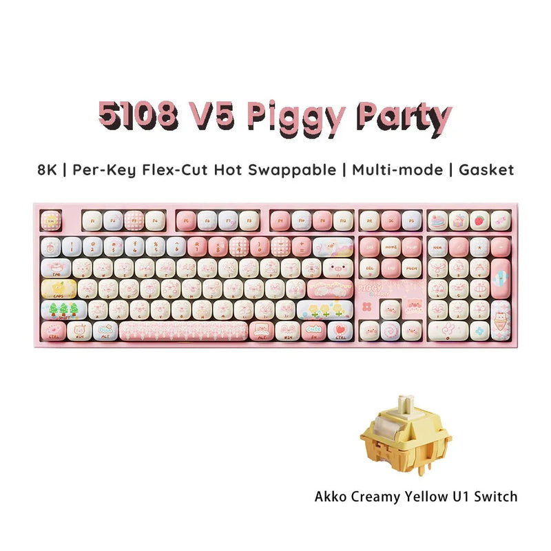 Akko 5108 V5 Mechanical Keyboard Full Size 8K Per-Key Flex-Cut Hot-swappable RGB Type-C/2.4G&BT Wireless Gaming Keyboard Gasket