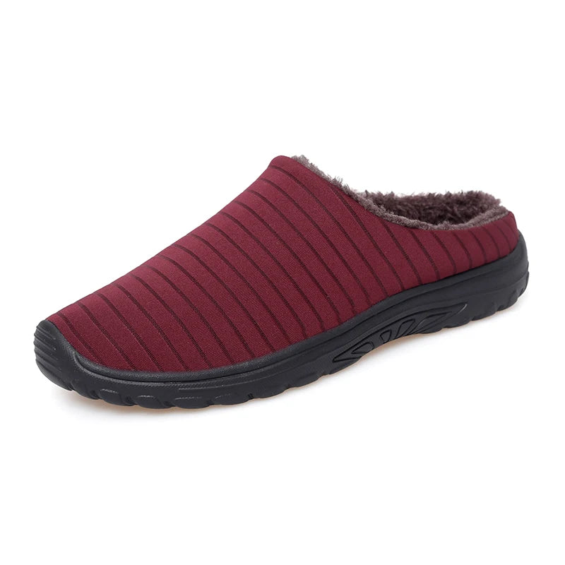 Lightweight Winter Slippers Men Women Indoor Plush Slippers Black Red Warm Home Cotton Shoes Unisex Size 34-44