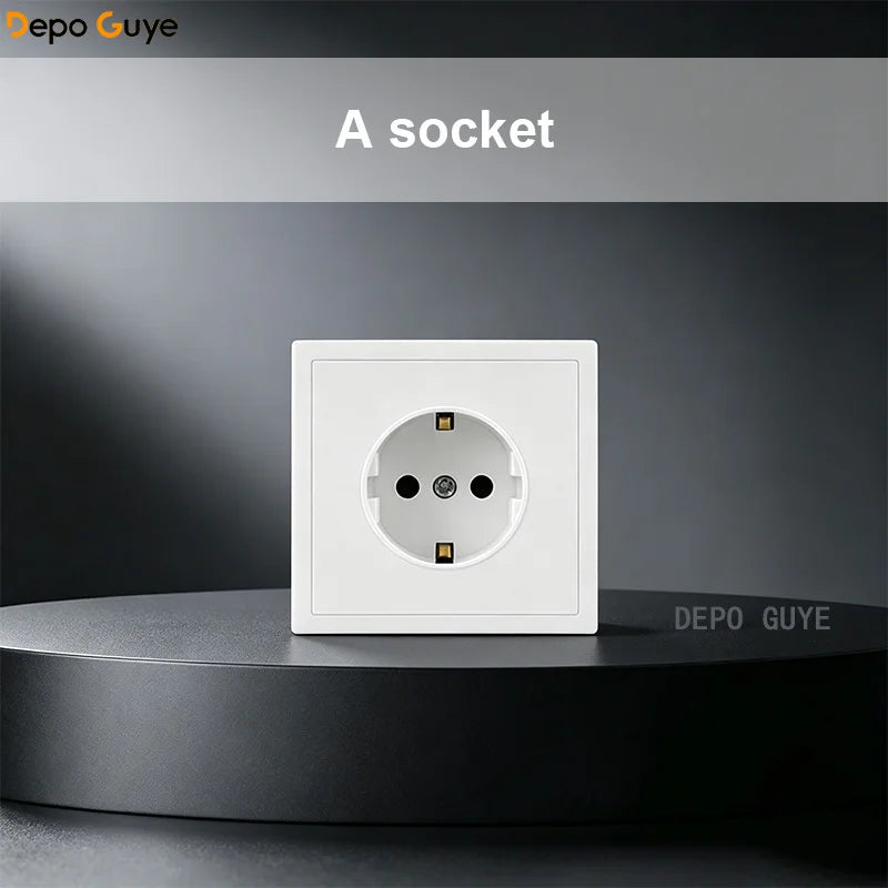 European Standard 1/2/3/4/5 Power Socket EU Standard Electrical Outlet White PC Panel Wall Electrical Outlets For Home Office