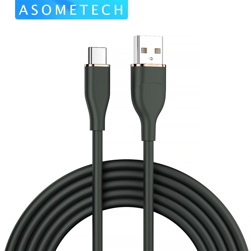 ខ្សែសាក USB C 6A 66W សាកលឿន ខ្សែ USB ទិន្នន័យ ខ្សែស៊ីលីកូនរាវ ប្រភេទ C សម្រាប់ Samsung S21 S20 Huawei Xiaomi iPad OPPO VIVO