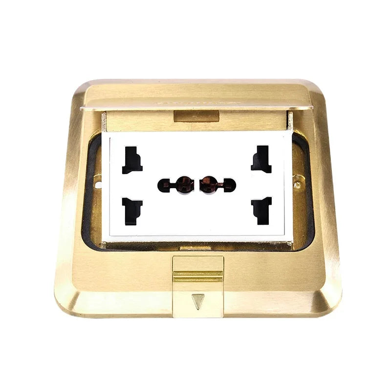 All copper and gold slow pop-up floor socket 16A Russian and Spanish international universal power socket, desktop socket
