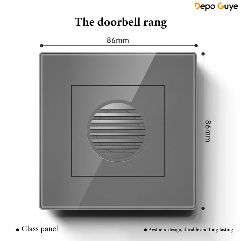 Grey Tempered Glass UK Standard 13A Wall Switch Socket with LED USB Type-C TV CAT6 Data Outlet British Electrical Wall Panel