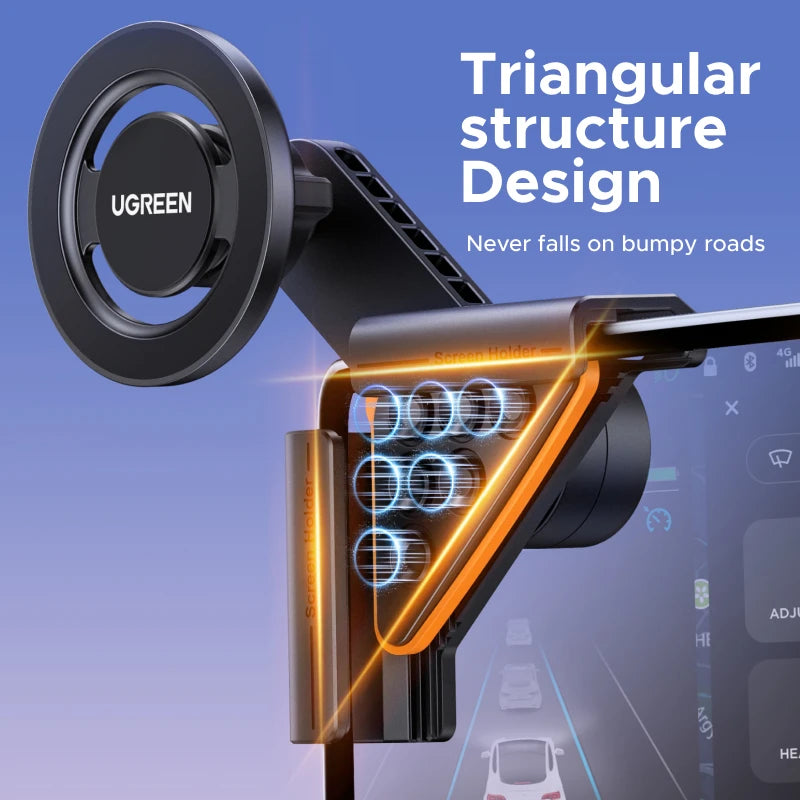 UGREEN Magnetic Phone Holder For Tesla Car Touchscreen Triangular Structure For Magsafe iPhone 16 15 Pro Max Samsung Galaxy S25