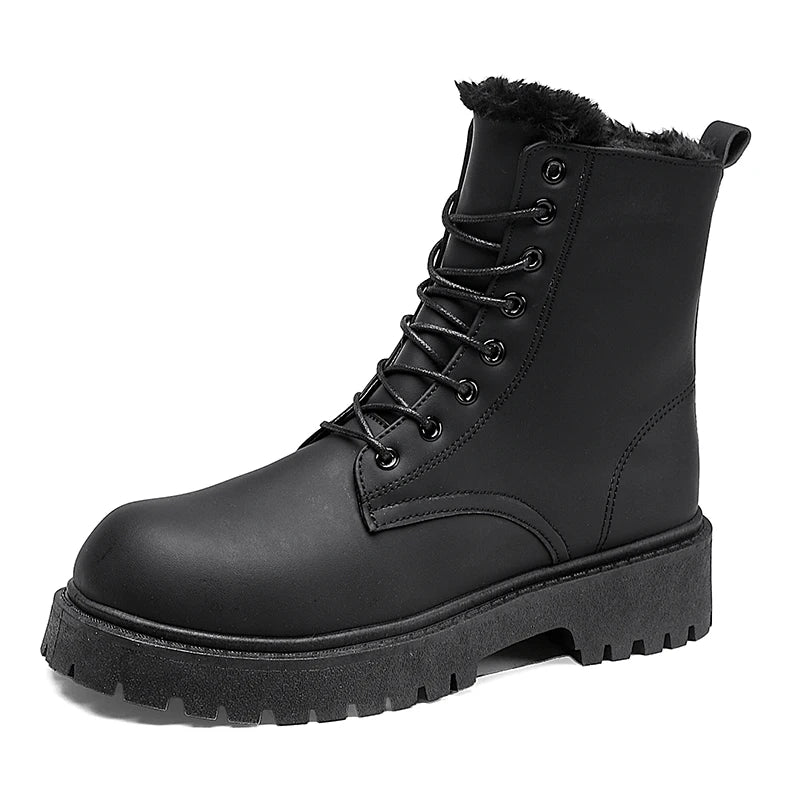 Men's Warm Plush High-Top Boots Winter Soft-Sole Non-Slip Outdoor Casual Boots Fashion Plus Size Unisex Versatile Snow Work Shoe