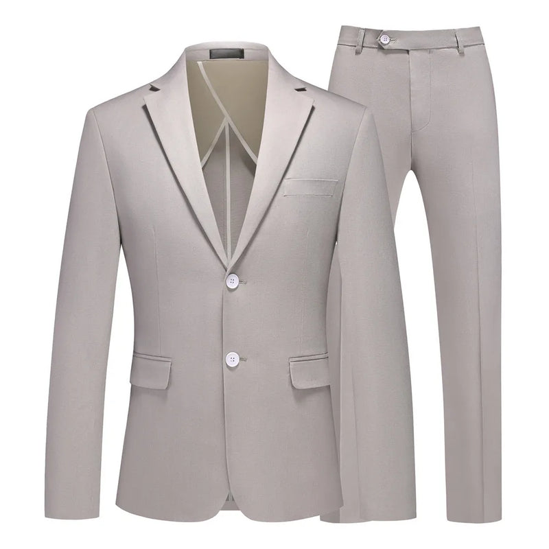 2026 Summer Green Men's Cotton-Linen Two-Piece Suit, Perfect for The Office, Parties, and Weddings. Available in Red,Yellow,Blue