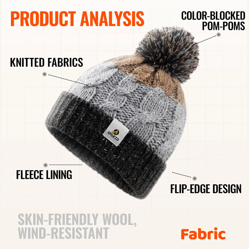 WRELS Merino Wool Knitted Hat Thick Warm Skull Cap Windproof Ear Protection Boys Girls Kids Winter Hiking Outdoor Skiing  Beanie