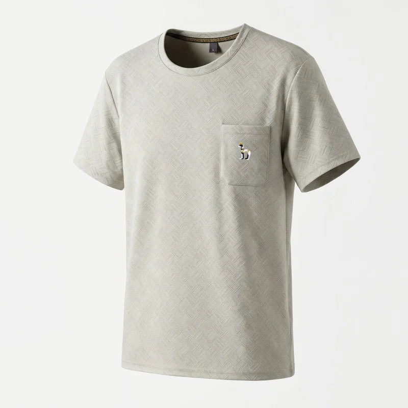 Classic Trendy Man New Short-Sleeved T-Shirt Round Neck Actual Pocket Puppy Embroidery Korean-Style Fashion Casual Men'sClothing