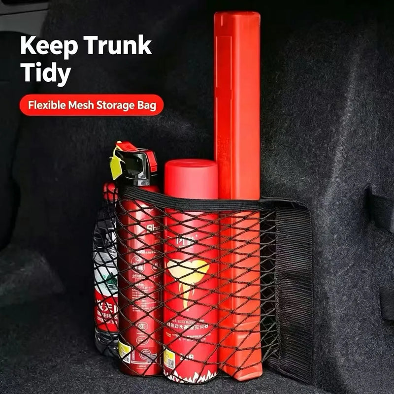 Velcro Car Trunk Storage Net Bag - Universal Fixing Artifact for Vehicle Trunk Supplies Organizer Bag