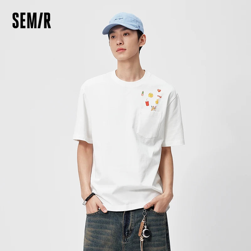 Semir Unisex Tshirt Heavyweight Cotton Short Sleeve Summer 2026 Niche Graphic Design Loose Fit Everyday Style Casual Top