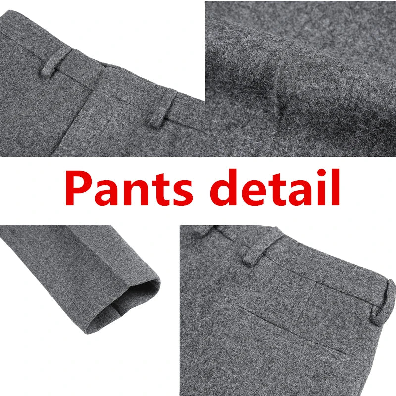 2026 Men's Winter Woolen Office Suit Pants, Slim British Style Wool Business Formal Dress Trousers, Asian Size 29-36, 2025 New