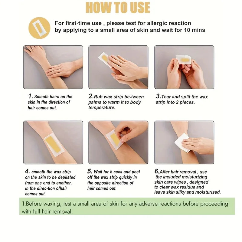 10pcs Honey Scented Facial Hair Removal Wax Strips.for Brows,Lips,Cheeks,Fingers,Hypoallergenic Gentle Formula,Personal Care