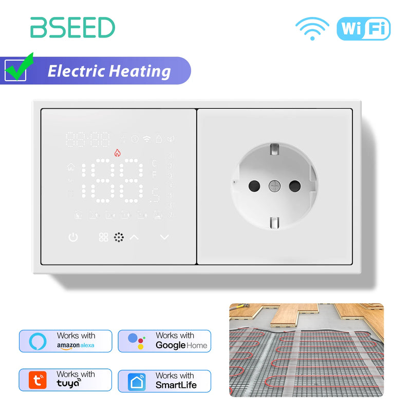 BSEED WIFI Electric Heating Water Boiler Smart Thermostat With Socket Support Alexa Google Temperature Controller Plastic Frame