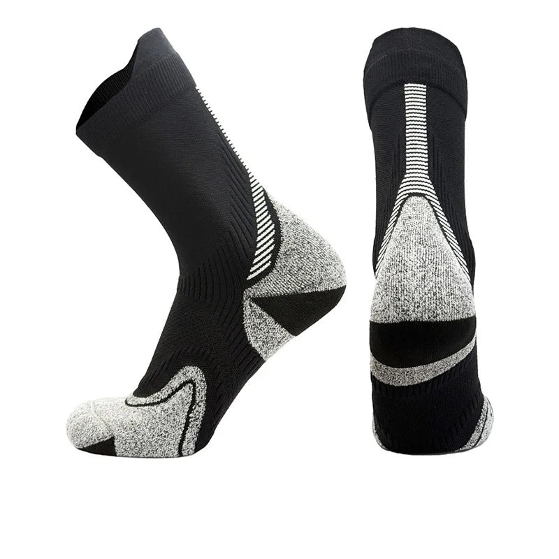 WRELS 1/2/3 Pairs Compression Socks Arch Support Hiking Socks Men Women Moisture Wicking Breathable Non‑Slip Crew Sports Socks