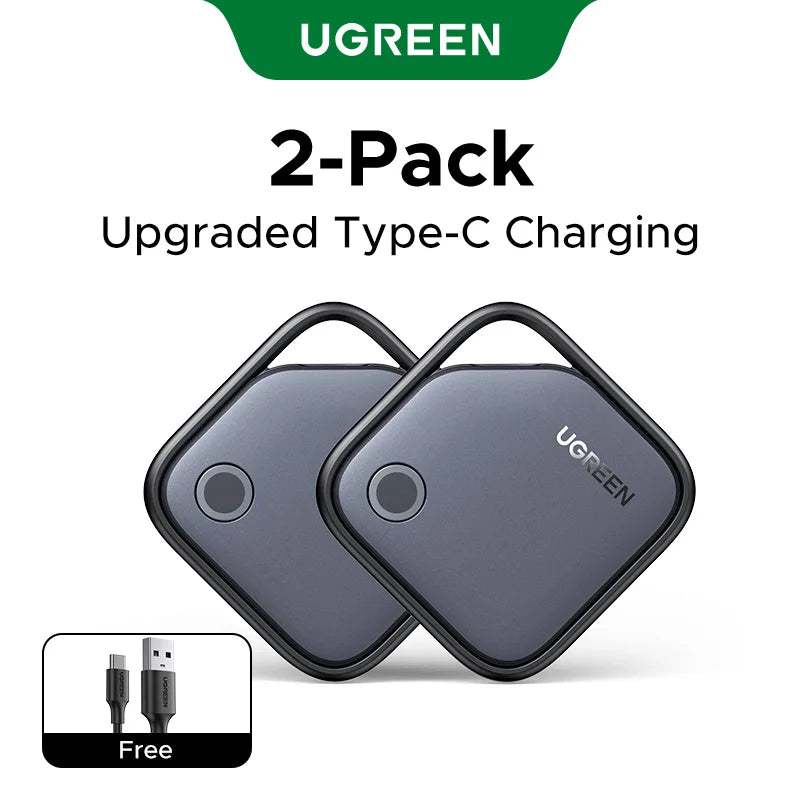 UGREEN FineTrack (iOS Only)Air Tracker Tags, 1-Year USB-C Rechargeable Battery Bluetooth Tracker Compatible with Apple Find My