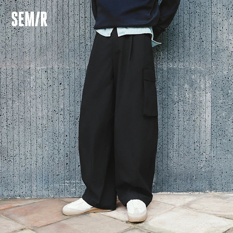 Semir Men Casual Pants 2026 Spring New Waterproof Balloon Silhouette Cargo Wide Leg Elastic Waist Loose Tops