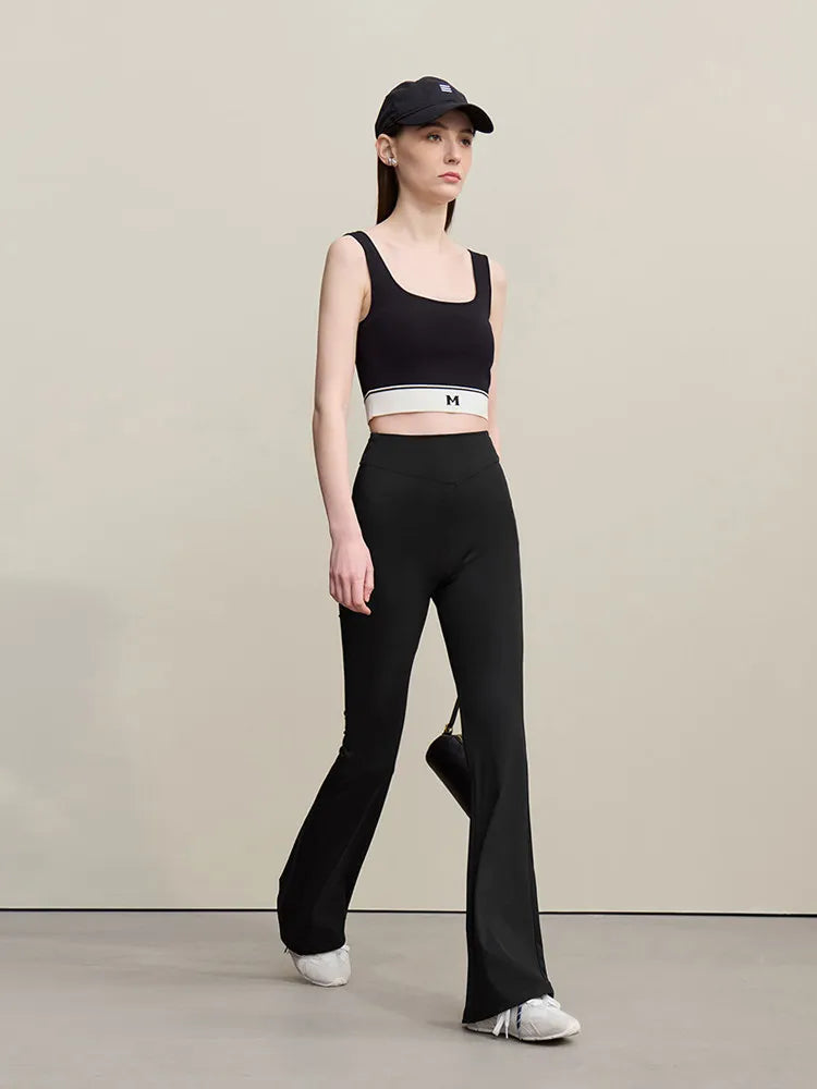 Amii Shark Skin Leggings 2026 Summer New Casual Flare Women's Pants Versatile Slim Stretch Trousers for Women 12642174