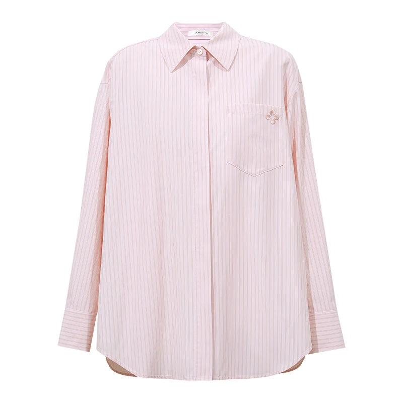 Amii Striped Shirt New Arrival 2026 Autumn Clothes Lapel Long Sleeve Oversized Casual Woman Clothes Blusas Femininas 12623151