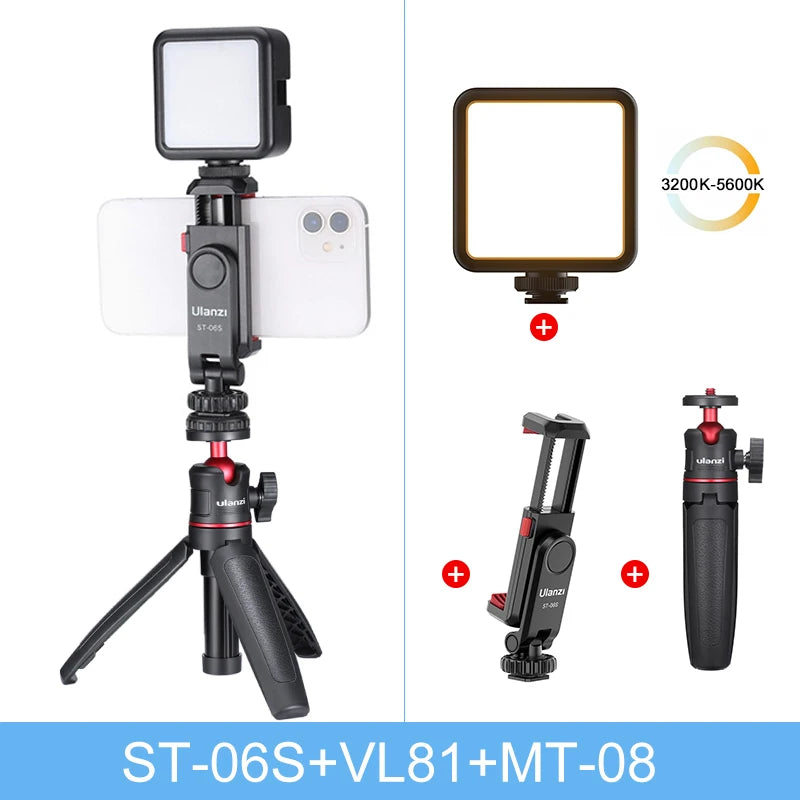 ជើងទ្រទូរស័ព្ទថតបញ្ឈរ Ulanzi ST-06S សម្រាប់កាមេរ៉ា DSLR ម៉ូនីទ័រ ម៉ោនជើងកាមេរ៉ា ក្ដាប់សម្រាប់ថតវីដេអូប្លុកស្មាតហ្វូន