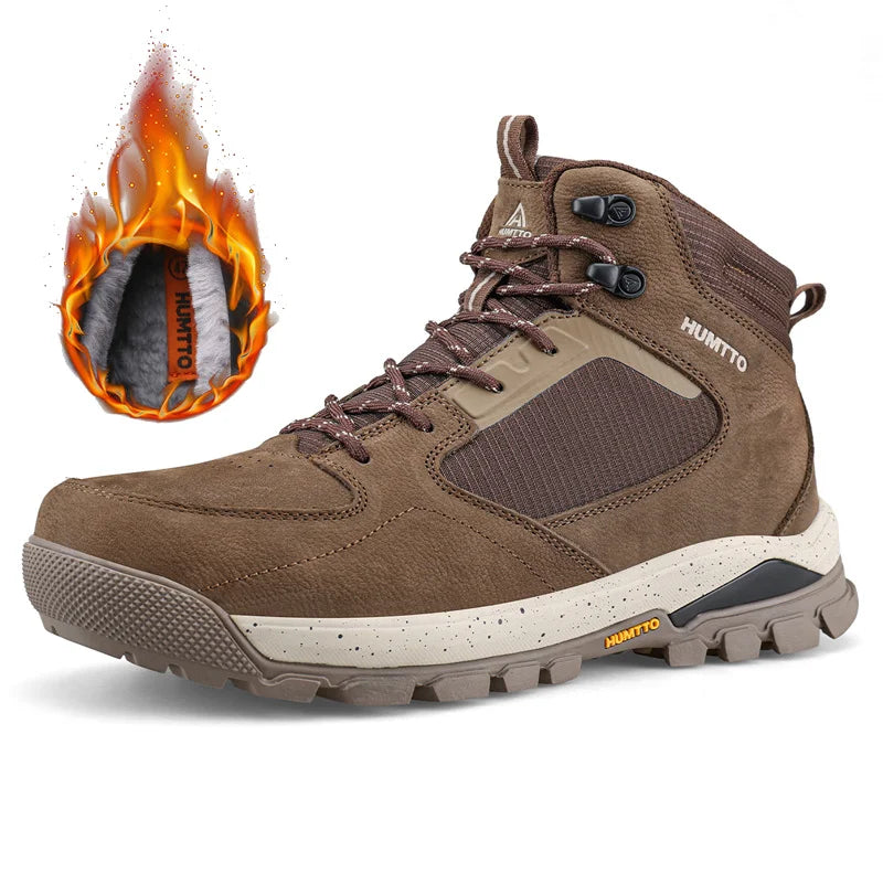 HUMTTO Mens Hiking Boots Breathable Sneakers for Man Outdoor Sneakers Genuine Leather Men Sports Shoes Winter Wool Trekking Shoe
