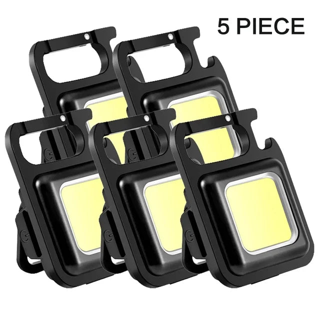 ភ្លើងការងារ COB 5PCS ភ្លើងពិលខ្នាតតូចចល័ត ចង្កៀងកូនសោរ 4 ភ្លើង LED ក្រៅផ្ទះ ការពារទឹក ភ្លើងសម្រាប់បោះតង់ ភ្លើងនេសាទ ភ្លើងពិលសម្រាប់ប្រើប្រាស់បន្ទាន់