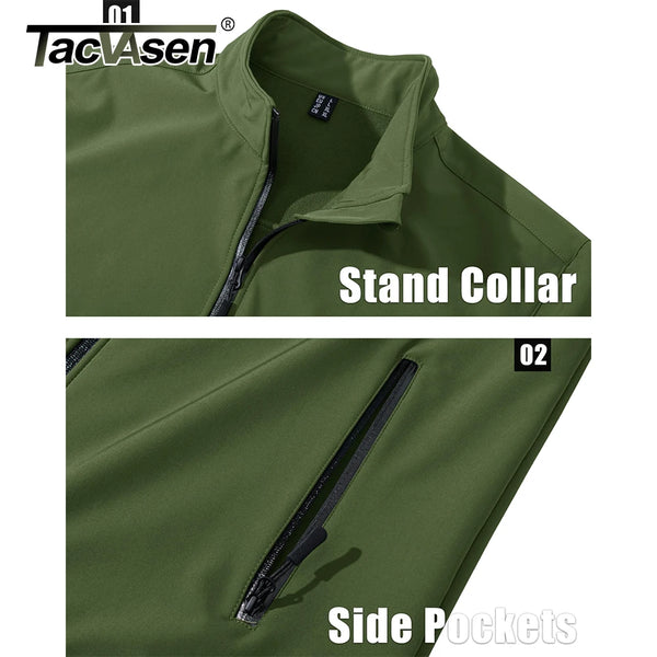 TACVASEN Men's Outdoor Waterproof Hiking Jackets Full Zip Up Fleece Work Jacket Coat Trekking Camping Fishing Windbreaker Male
