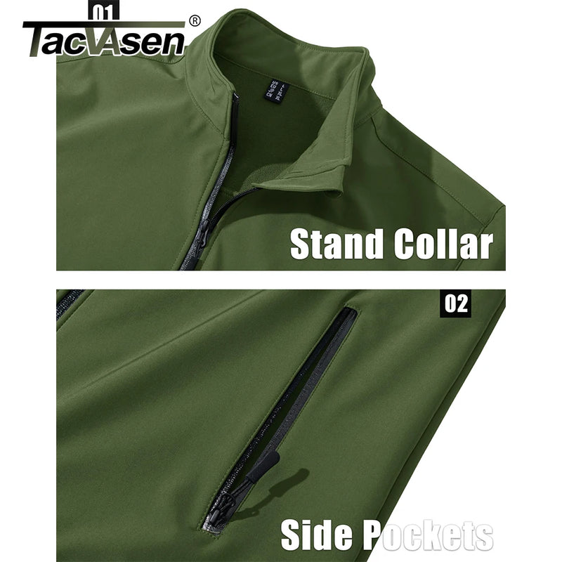 TACVASEN Men's Outdoor Waterproof Hiking Jackets Full Zip Up Fleece Work Jacket Coat Trekking Camping Fishing Windbreaker Male