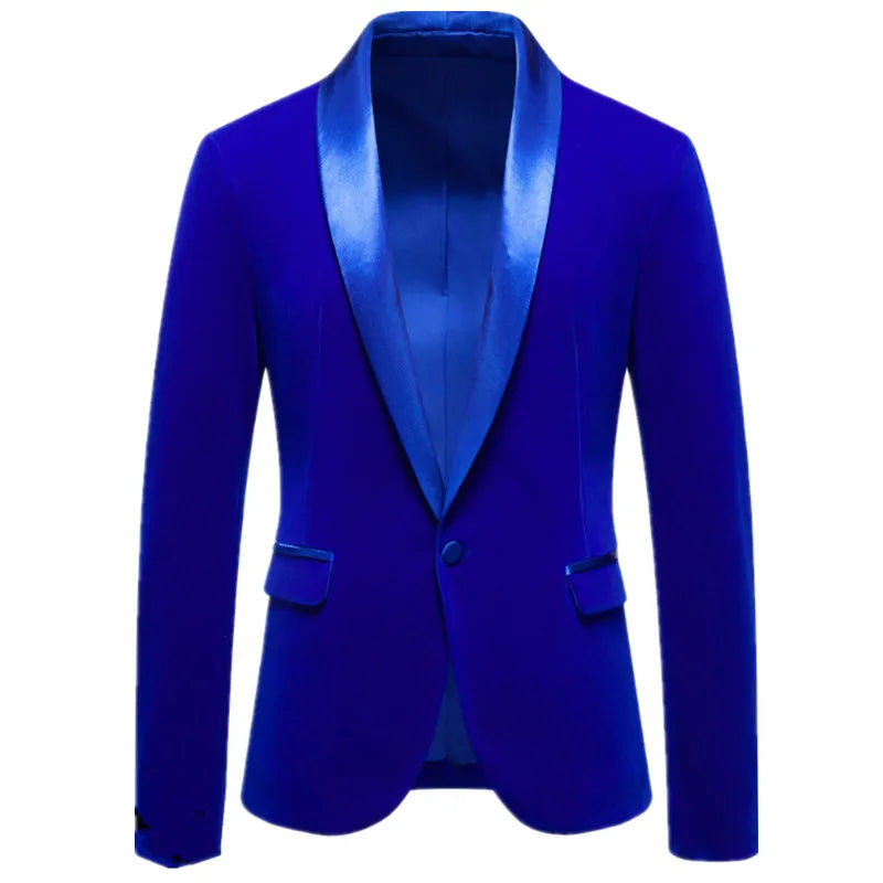 New Arrival: Men's Blue Long-Sleeve Blazer—a Corduroy, Notched-collar, Single-button Formal Jacket Perfect for Weddings, Parties