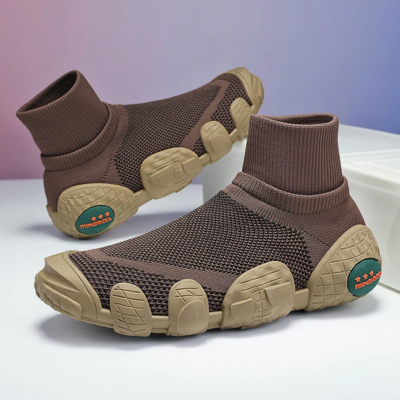 Mens Walking Shoes Trendy Breathe Mesh Fabric Anti Slip Wear-resistant Morning Exercise Jogging Outdoor Training Sneakers
