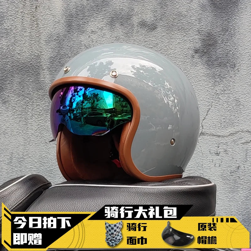 Retro Half Helmet Motorcycle Helmet Women's Motorcycle three-quarters Male American Cruising Motorcycle Half Helmet