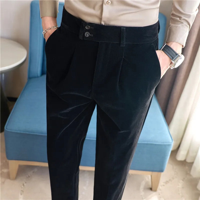 2026 Men's Winter Woolen Office Suit Pants, Slim British Style Wool Business Formal Dress Trousers, Asian Size 29-36, 2025 New
