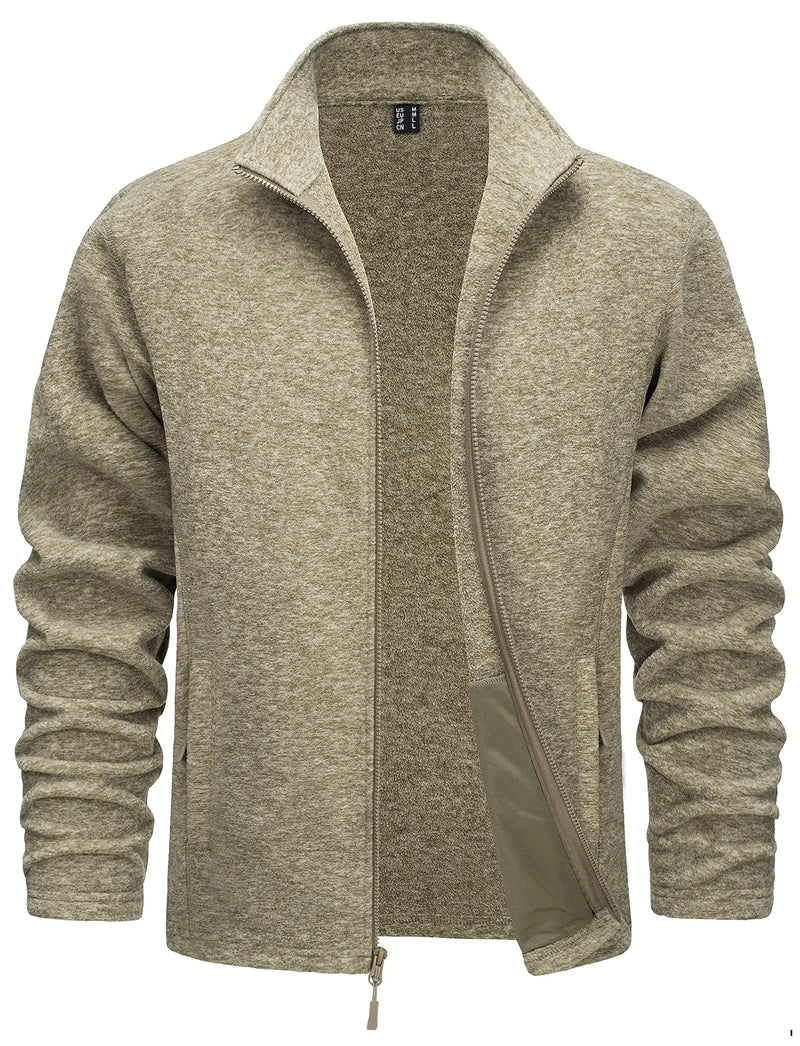 TACVASEN Lightweight Full Zip Fleece Jackets Mens Spring Casual Jacket Outdoor Sportswear With Pockets Stand Collar Outwear Tops