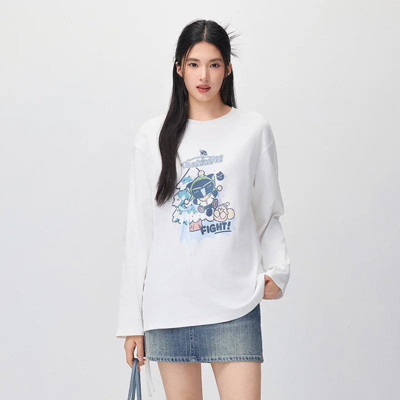 Semir Women Knit Tshirt Mid Length Loose Fit Drawstring 2026 New Winter Daily Wear Urban Casual Style Cold Weather Layering