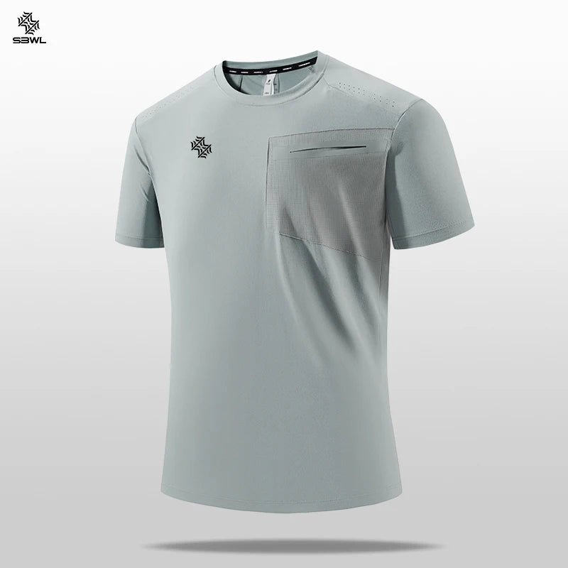 SBWL 2026 Summer Men's Quick Dry Sports T-Shirt Outdoor Running Fitness Casual Light Short Sleeve Gym Top Tees