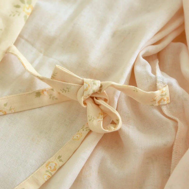 Floral Women's Sleep Robes Sleepwear Women Spring Autumn 100% Cotton Long Sleeve V Neck With Belt Bathrobe Female Loose Robe