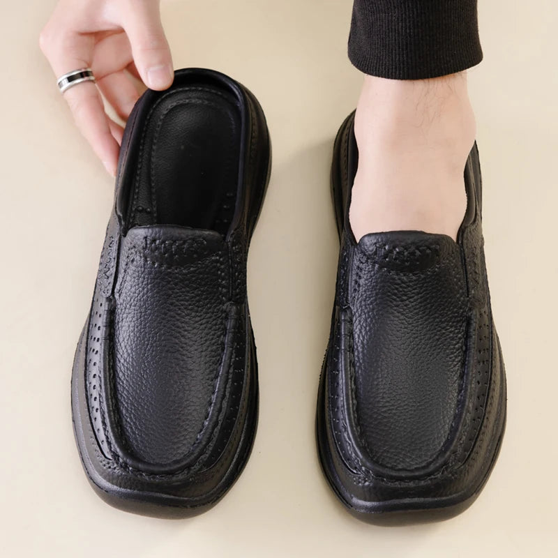 Men's shoes spring and summer new breathable waterproof non slip oil resistant soft soles fashion casual chef shoes driving shoe