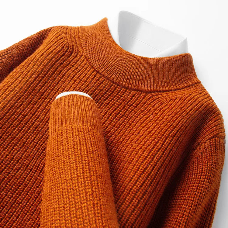 Men's 100% Merino Wool Crew-Neck Sweater -  Soft Textured Knit Business Casual Pullover Sweatshirt