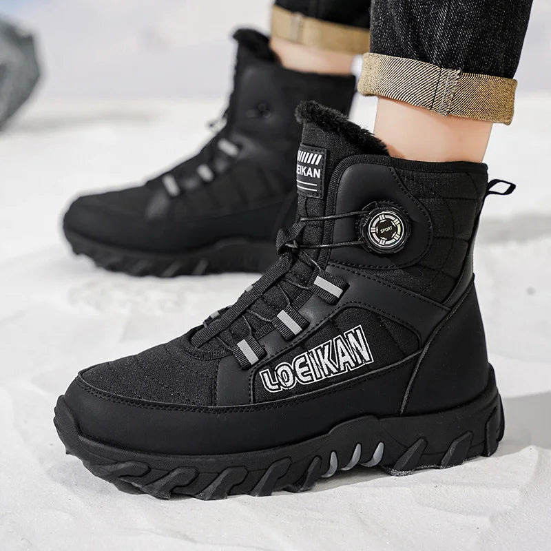 Men's Plus Size Casual Cotton Boots Winter New Warm Plush Soft Sole Anti-Slip Light Outdoor Comfort High-Top Snow Walking Boots