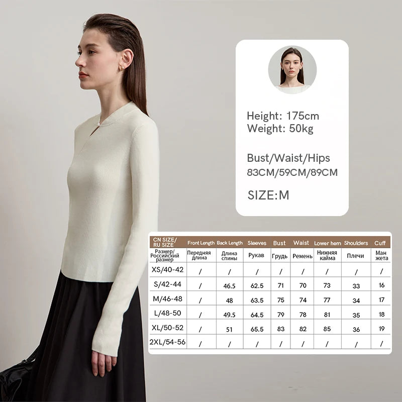 Amii Women's Sweater Cheongsam Collar Slim Pullover Long-sleeved Sweater 2025 Autumn New Minimalist New Female Clothing 12523105